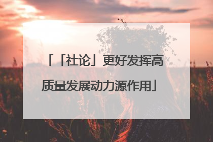 「社论」更好发挥高质量发展动力源作用