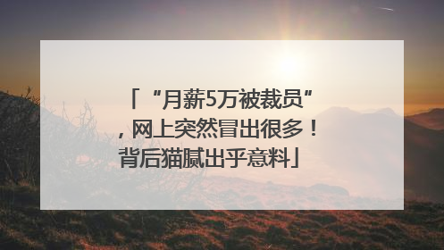 “月薪5万被裁员”，网上突然冒出很多！背后猫腻出乎意料