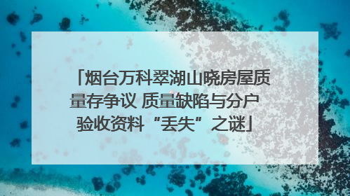 烟台万科翠湖山晓房屋质量存争议 质量缺陷与分户验收资料“丢失”之谜
