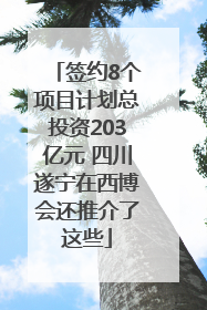 签约8个项目计划总投资203亿元 四川遂宁在西博会还推介了这些