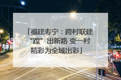 福建寿宁：跨村联建“蹚”出新路 变一村精彩为全域出彩