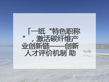 一纸“特色职称”，激活碳纤维产业创新链——创新人才评价机制 助推产业升级