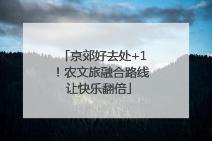 京郊好去处+1！农文旅融合路线让快乐翻倍