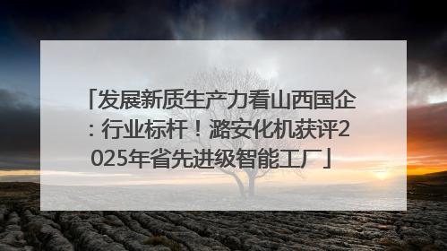 发展新质生产力看山西国企：行业标杆！潞安化机获评2025年省先进级智能工厂