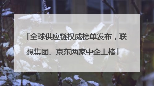 全球供应链权威榜单发布，联想集团、京东两家中企上榜
