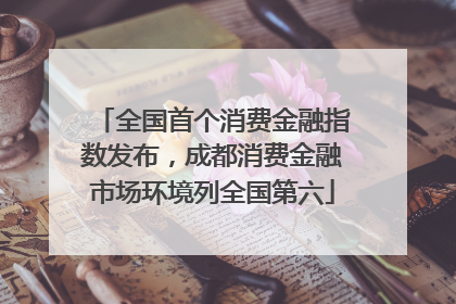 全国首个消费金融指数发布，成都消费金融市场环境列全国第六