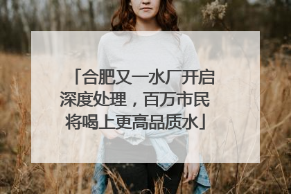 合肥又一水厂开启深度处理，百万市民将喝上更高品质水