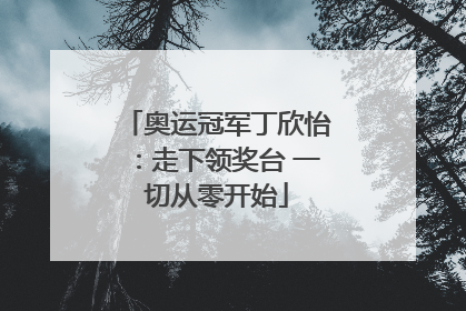 奥运冠军丁欣怡：走下领奖台 一切从零开始