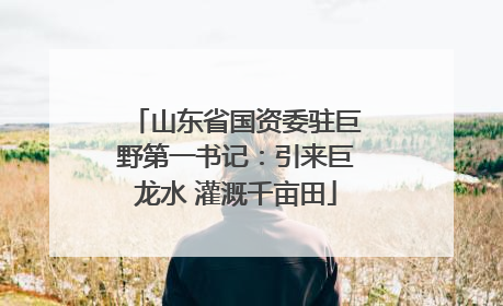 山东省国资委驻巨野第一书记：引来巨龙水 灌溉千亩田