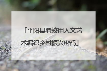 平阳县腾蛟用人文艺术编织乡村振兴密码
