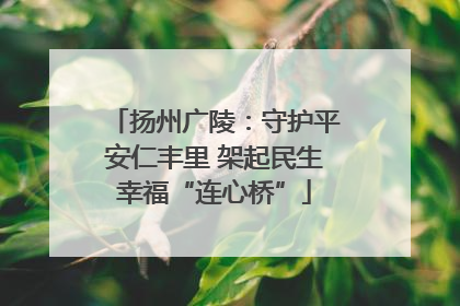扬州广陵：守护平安仁丰里 架起民生幸福“连心桥”
