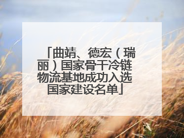 曲靖、德宏（瑞丽）国家骨干冷链物流基地成功入选国家建设名单
