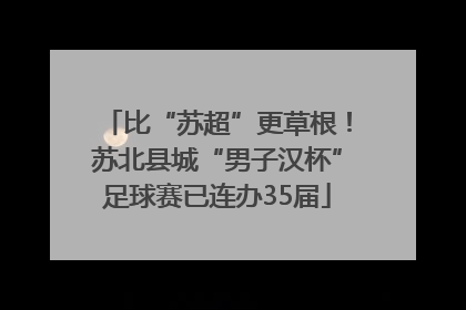 比“苏超”更草根！苏北县城“男子汉杯”足球赛已连办35届