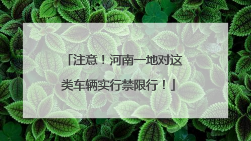 注意！河南一地对这类车辆实行禁限行！