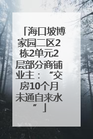 海口坡博家园二区2栋2单元2层部分商铺业主：“交房10个月未通自来水”