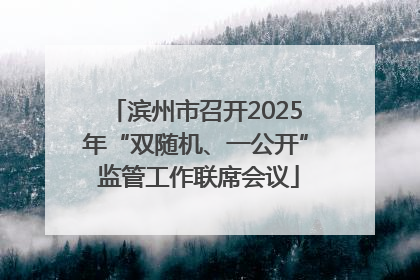 滨州市召开2025年“双随机、一公开” 监管工作联席会议