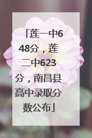 莲一中648分，莲二中623分，南昌县高中录取分数公布
