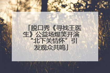 脱口秀《寻找王医生》公益场爆笑开演 “北下关情怀”引发观众共鸣