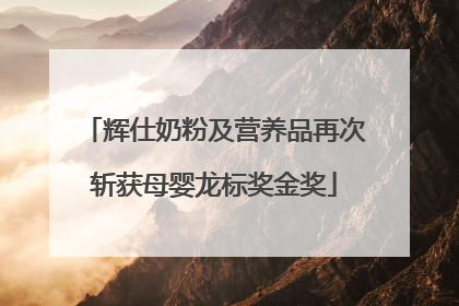 辉仕奶粉及营养品再次斩获母婴龙标奖金奖