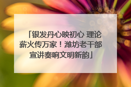 银发丹心映初心 理论薪火传万家！潍坊老干部宣讲奏响文明新韵