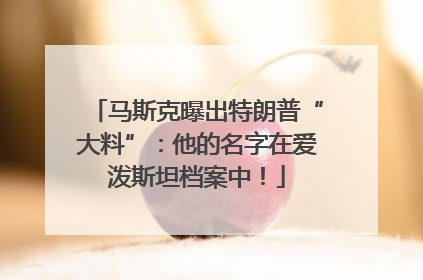 马斯克曝出特朗普“大料”：他的名字在爱泼斯坦档案中！