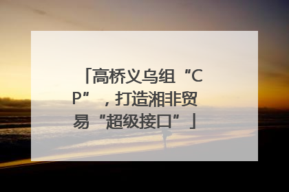 高桥义乌组“CP”，打造湘非贸易“超级接口”