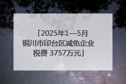 2025年1—5月铜川市印台区减免企业税费 3757万元